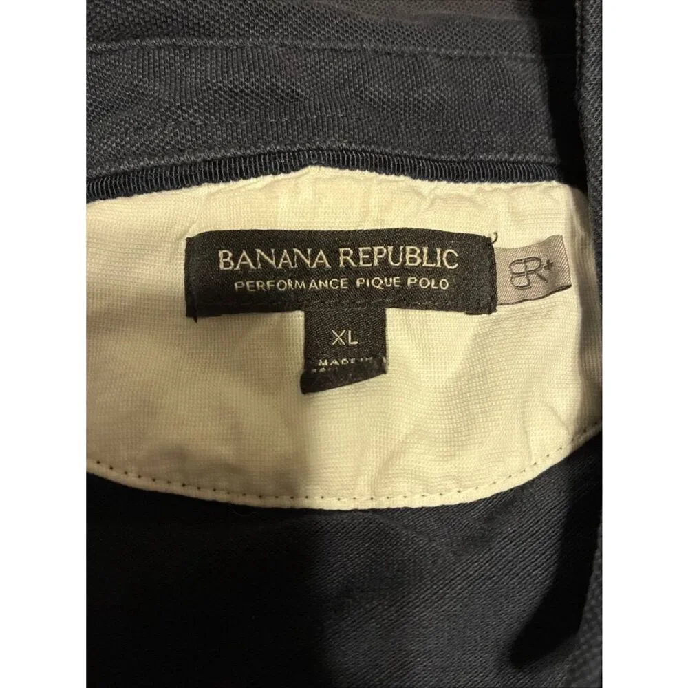 banana republic solid Dark Blue short sleeve polo shirt Performance Pique Xl